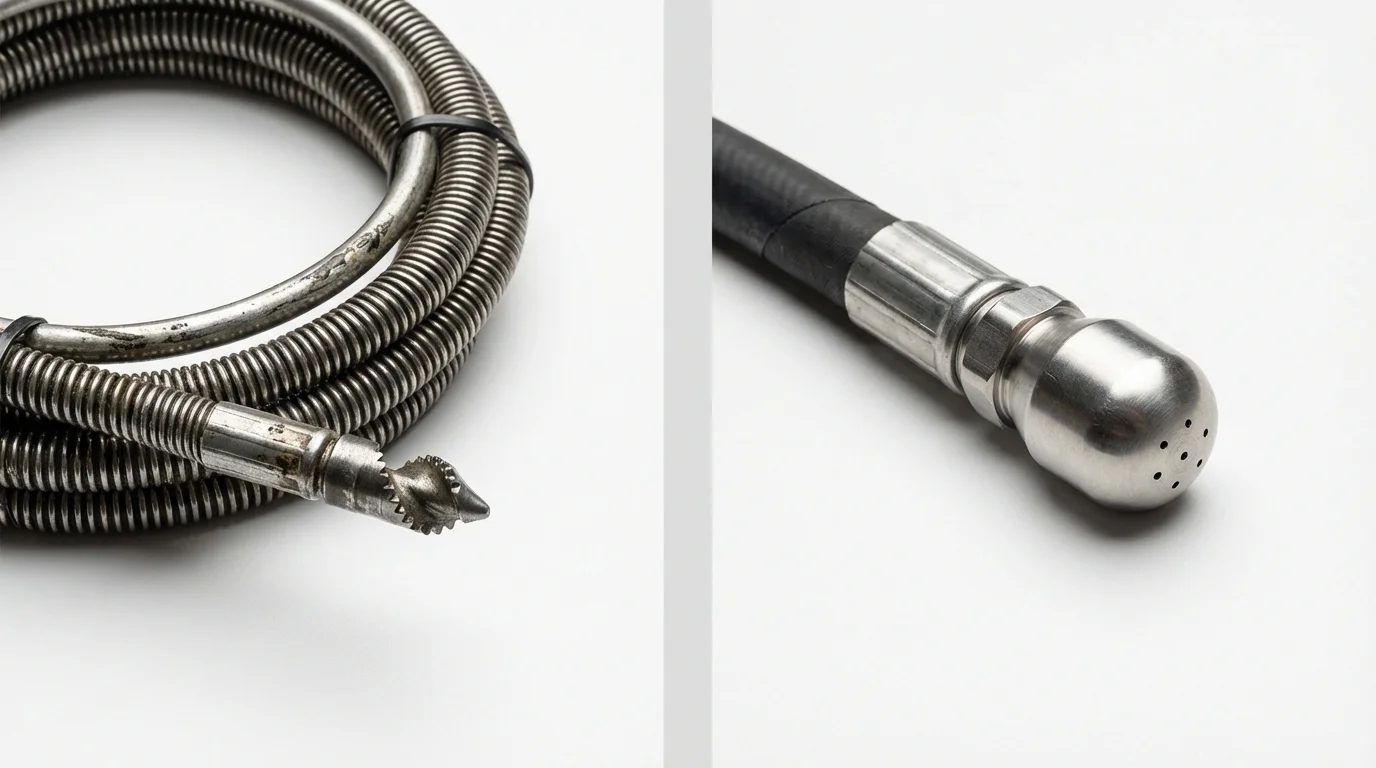 Drain snake cable and hydro jetting nozzle used for drain cleaning in Valentine, NE
