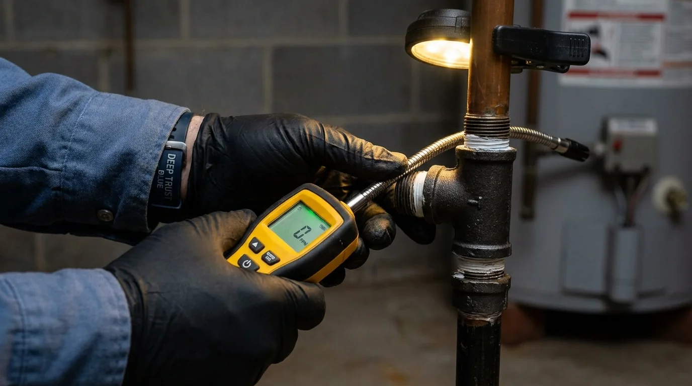 Gas leak detection with electronic sniffer by Johns Plumbing LLC in Valentine