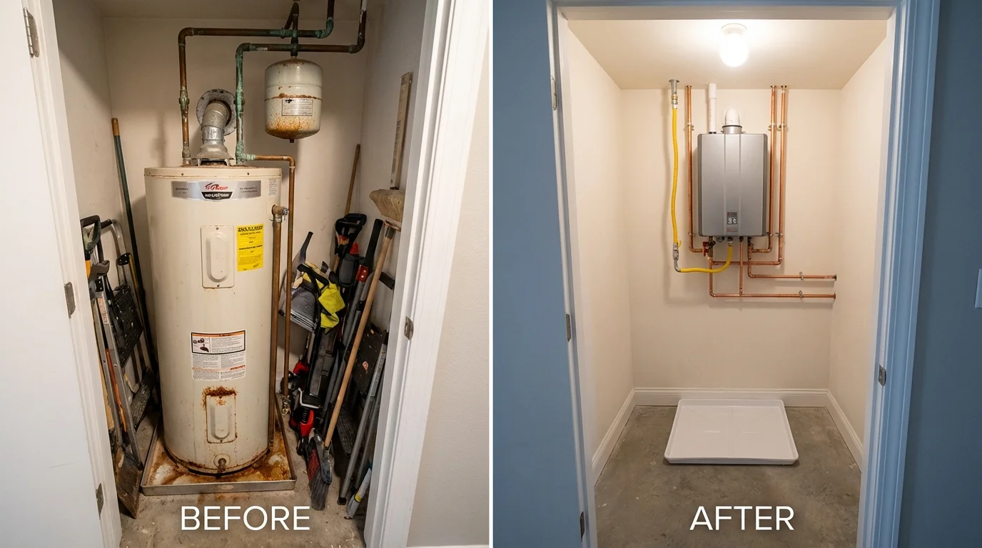 Tank water heater versus wall-mounted tankless unit comparison for Valentine, NE homeowners